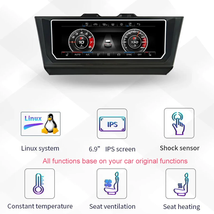 6.9''LCD A/C 기후 제어 패널 스위치 VW 골프 6 7 MK6 MK7 Tiguan Passat B7 B8 CC 변형 Tayron 에어컨 히터