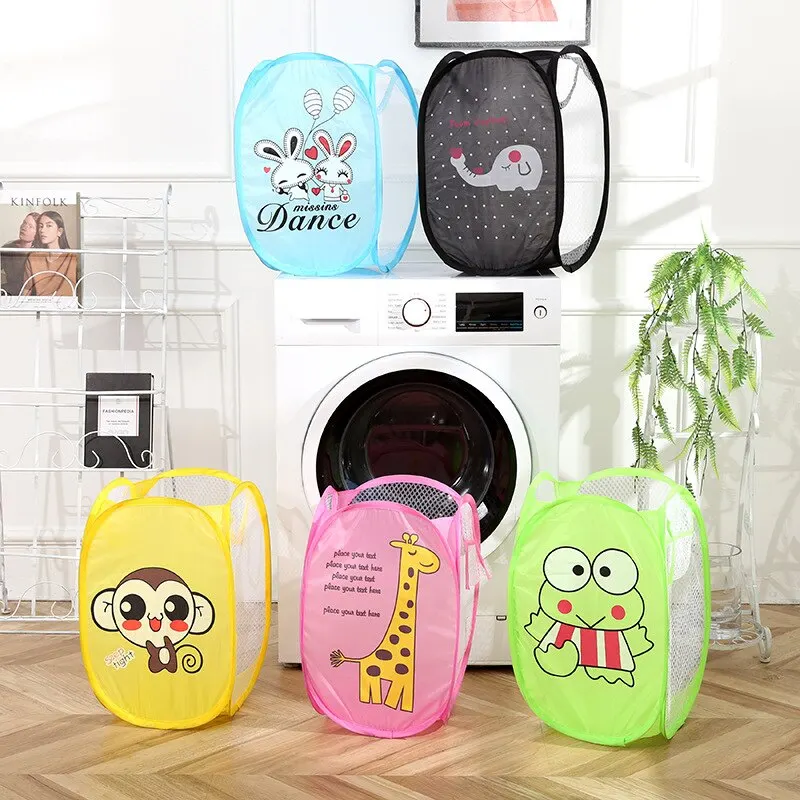 Dirty Clothes Folding Storage Basket Household Childrens Toy Storage Box Open Mesh Sorting Basket Cartoon Color Random Product 2