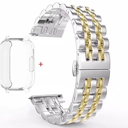 Stainless Steel Strap and TPU Case Bracelet for Redmi Watch 5 Lite (Tr-Silver gold)
