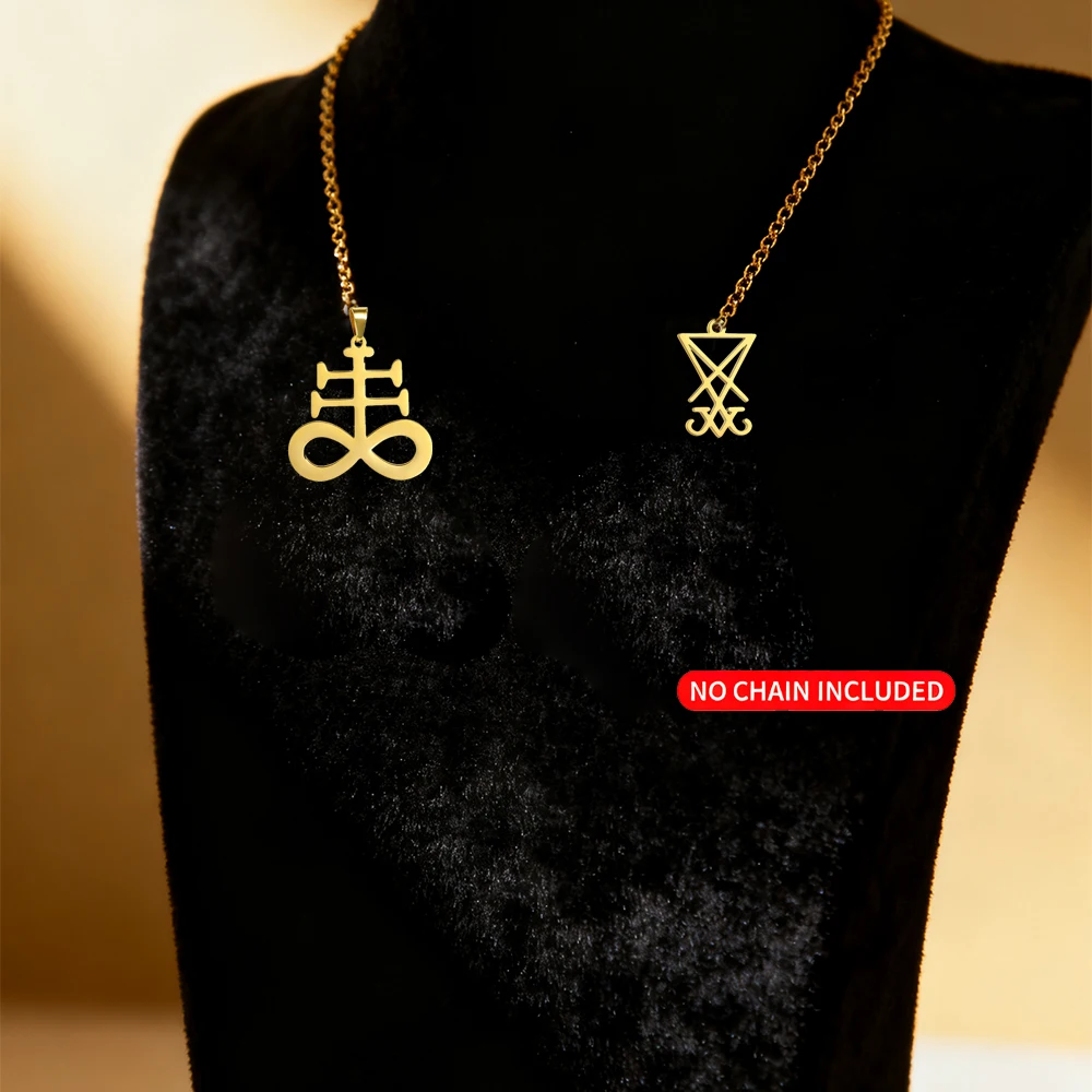 Leviathan Cross Sigil Pendant Set - Gothic Stainless Steel Amulet Jewelry Collection