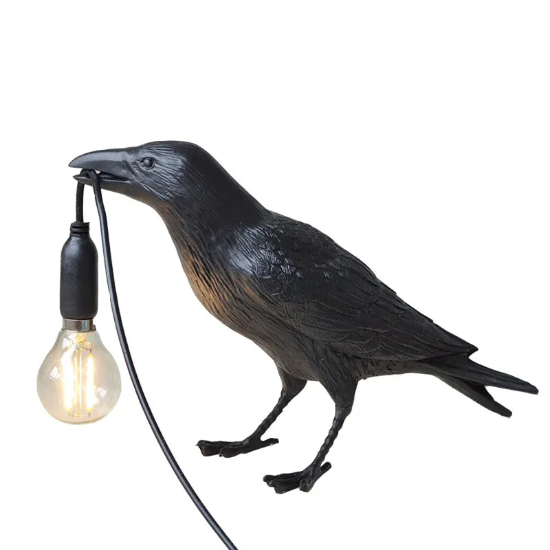 Raven Lamp Light Black Novelty Bird Crow Desk Table Lamp Bedroom Decoration