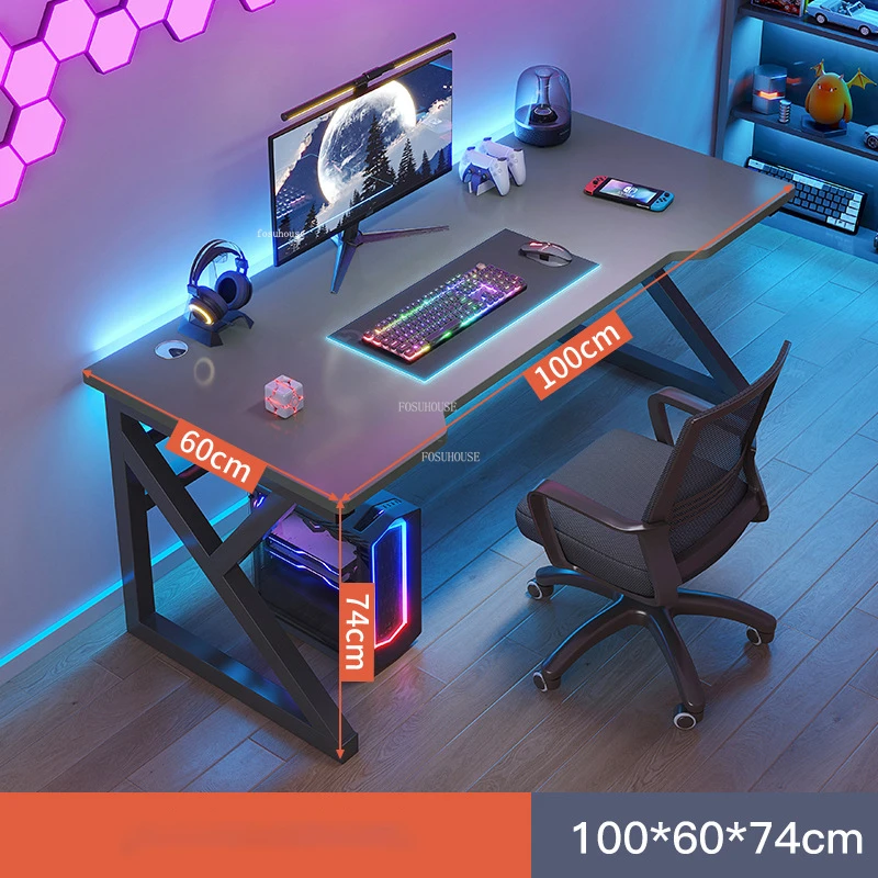 Creative Wrought Iron Computer Desks Modern Office Furniture Simple Single Gaming Table Home Bedroom Table and Chair Combination