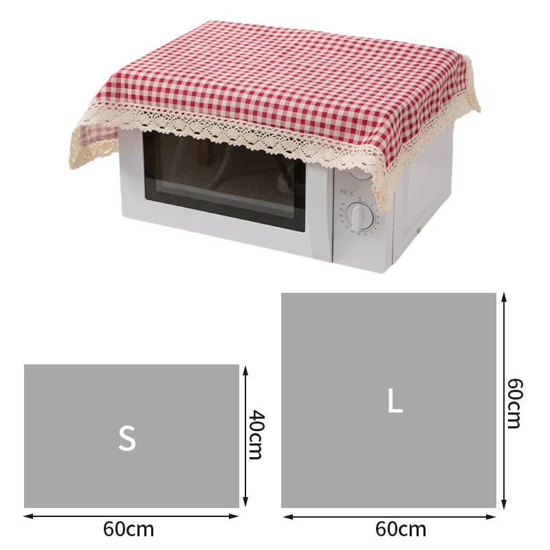 Cotton Linen Dust Covers Plaid Printed Microwave Oven Covers Simple Tablecloth Household Dust Protector Cabinet Cloth Protectors - 2