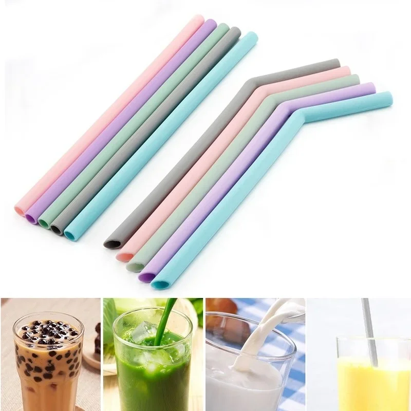 Silicone Drinking Straws Reusable Flexible Fold Adult Child Straw Home Kitchen Bar Party Drinking Straws Silicone Straws