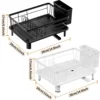 1pc Dish drying rack Kitchen countetop storage holder with drained board Dish&Bowl&tableware organizer Black White 6