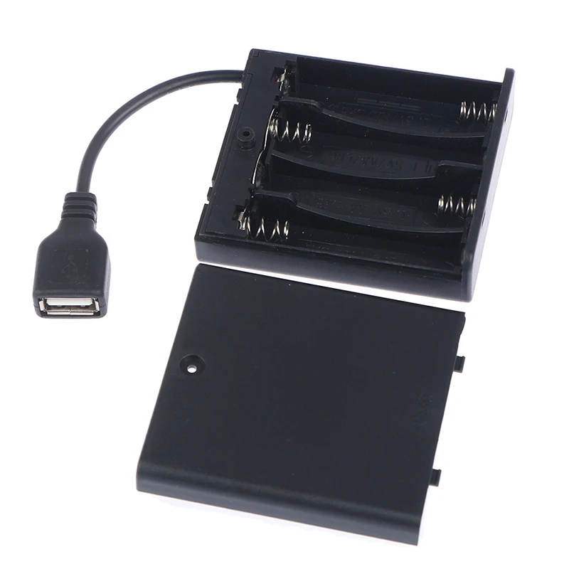 4 X AA USB Battery Box For 5V LED Strip Lights USB Mini Power Supply 1