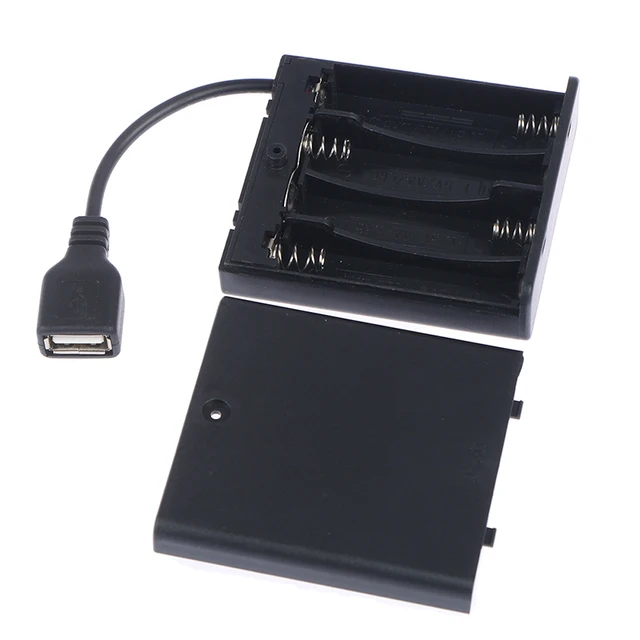4 X AA USB Battery Box For 5V LED Strip Lights USB Mini Power Supply 1