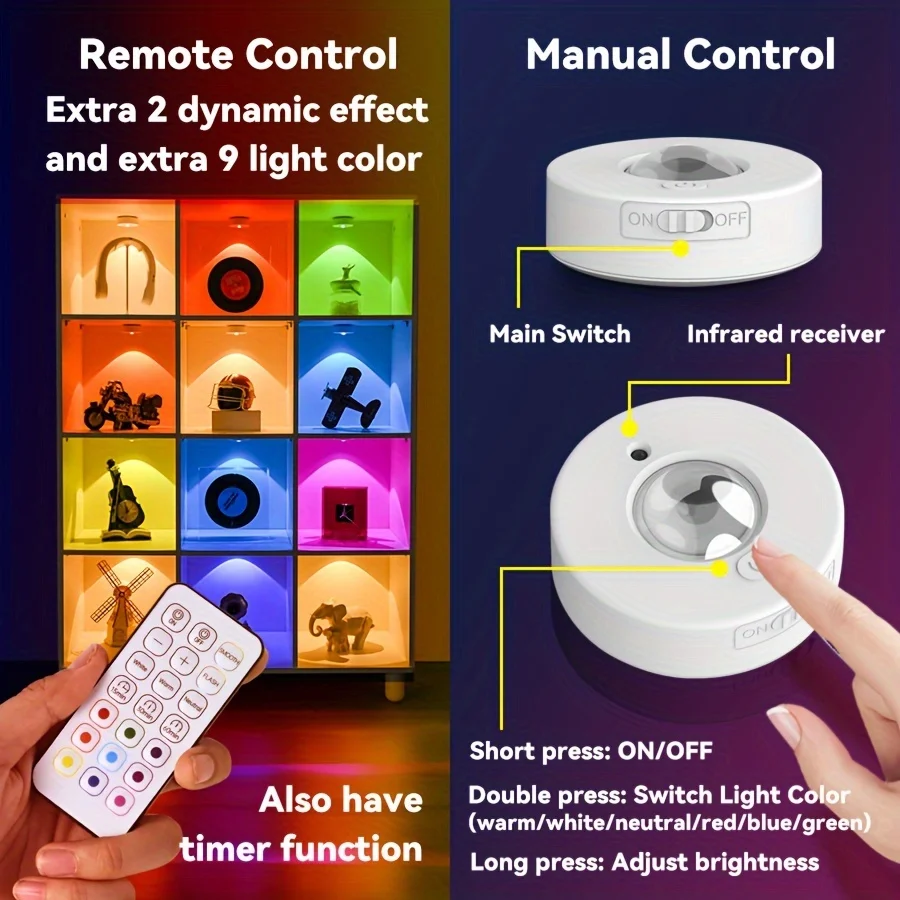 รูปสินค้า RGB 12 สี ไฟตกแต่งบ้าน รีโมทคอนโทรลไร้สาย ชาร์จได้