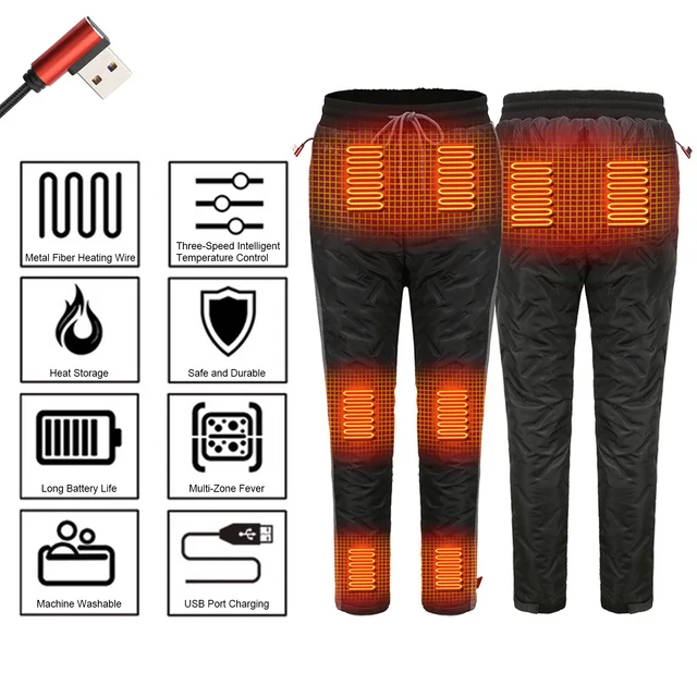 Pantalon chauffant électrique USB pour homme et femme, pantalon  métropolitain lavable, chauffage rapide, FjFor, hiver chaud