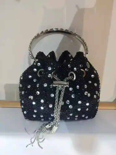 Rhinestones Diamond Evening Clutch Bag Luxury Designer Metal Ring Women's Handbag Wedding Party Bling Bucket Purse Shoulder Bag - Image 7