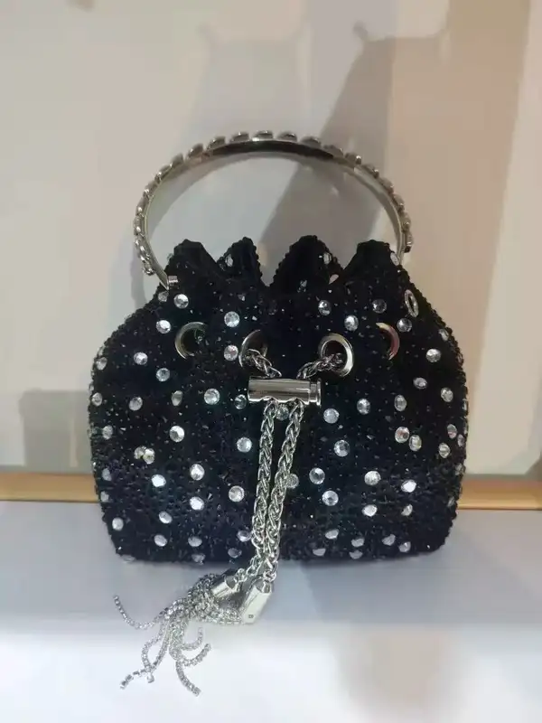 Rhinestones Diamond Evening Clutch Bag Luxury Designer Metal Ring Women's Handbag Wedding Party Bling Bucket Purse Shoulder Bag - Image 7