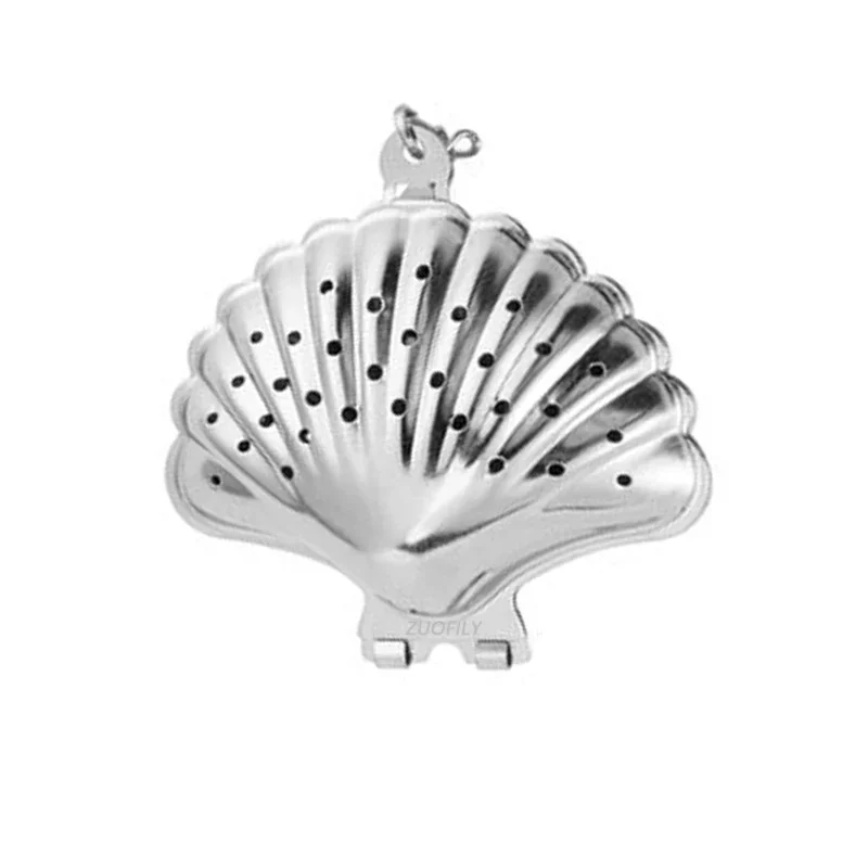 Tea Infuser Tea Strainer Tea Filter 1Pc Shell Shape Metal Tea Strainer Loose Tea Infuser Stainless Steel Leaf Maker Strainer Chain Drip Tray Herbal Spice Filter
