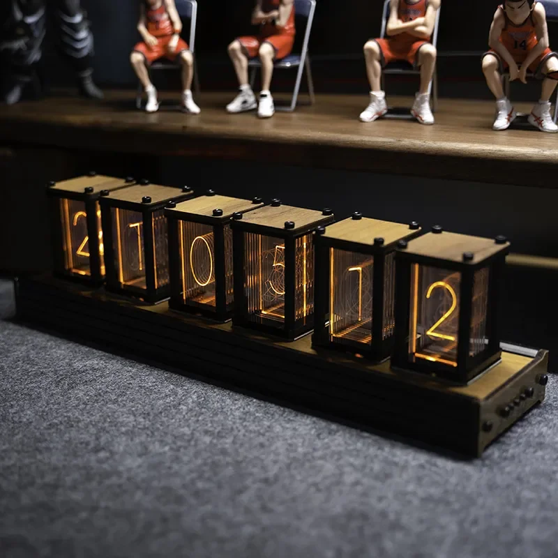 

Роскошные часы Nixie с светящимися трубками, деревянные настольные часы «сделай сам», креативные электронные настольные часы, бесшумные цифровые часы RGB, декоративный подарок