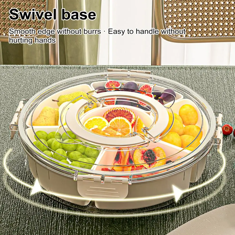 Rotating Fruit Plate Snack Spinner With 6 Compartments Food-Grade Container
