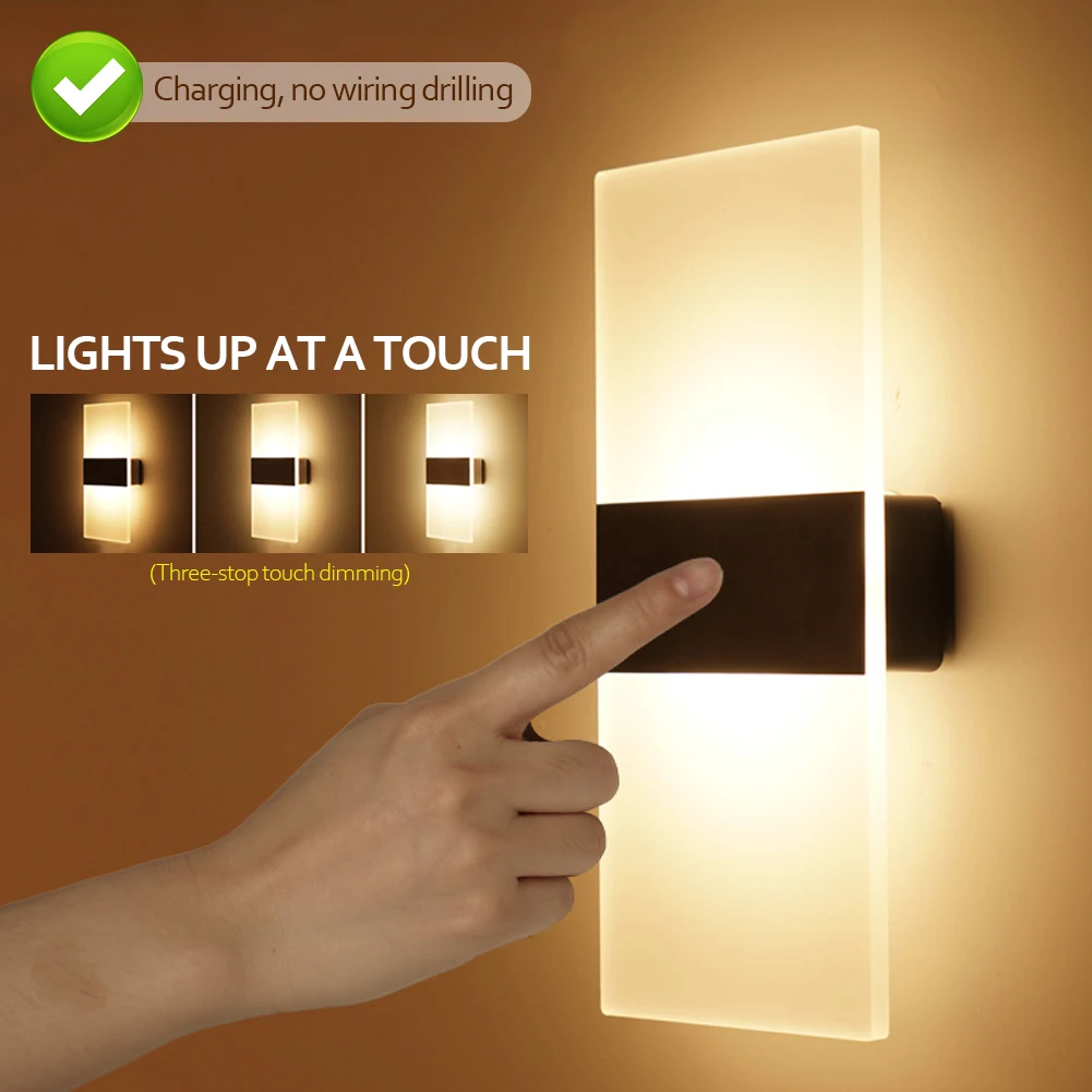 Rechargeable Wireless Wall Lights Led Indoor Light For Bedroom Bedside