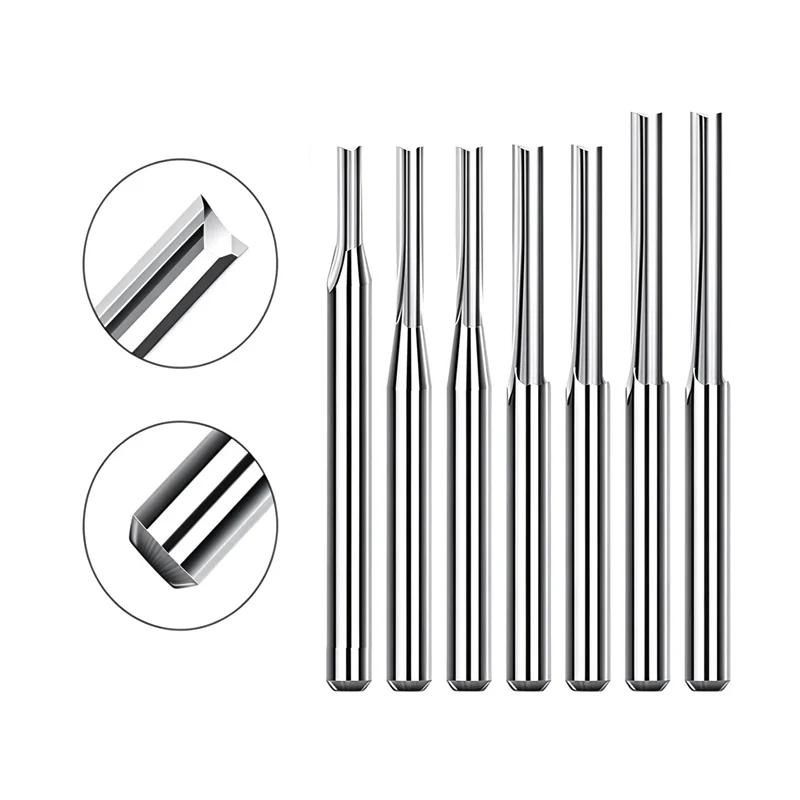 10pcs Carbide End Mill  3.175mm （1/8）Shank 2 Flute Straight Slot Milling Cutter MDF Plastic Wood Cutter CNC Machine Router Bit