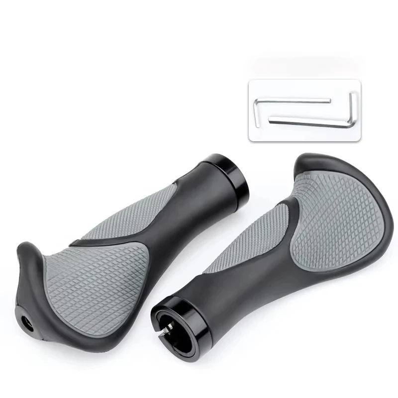 Bicycle Grip Handlebar End Cap Aluminium Alloy Lock Mountain Handle Bar Grip Bike Anti-Skid Rubber Bicycle Skid-Proof Grips