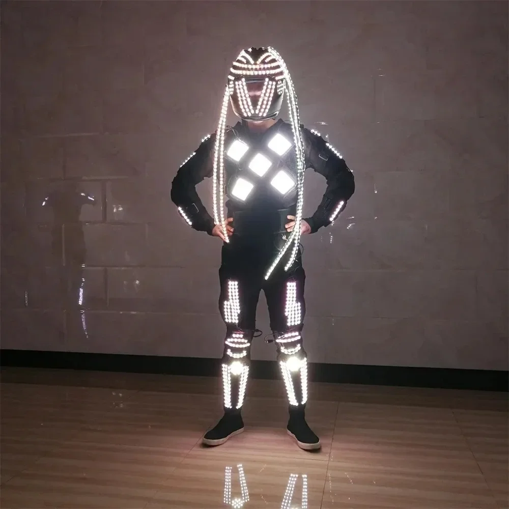 

LED Lights Flashing Dancer Suit Ballroom Costumes Luminous Growing Robot Clothing DS Party Performance Outfit Set Led Light Show