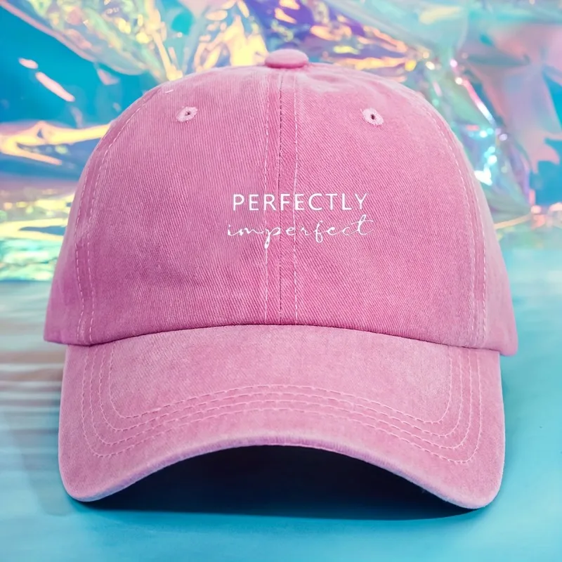 1 Stück Vintage-Baseballkappe mit Aufschrift „Perfectly Imperfect“, verstellbarer Snapback, Unisex-Outdoor-Hut für Männer und Frauen, lässiger Stil – Detail 12