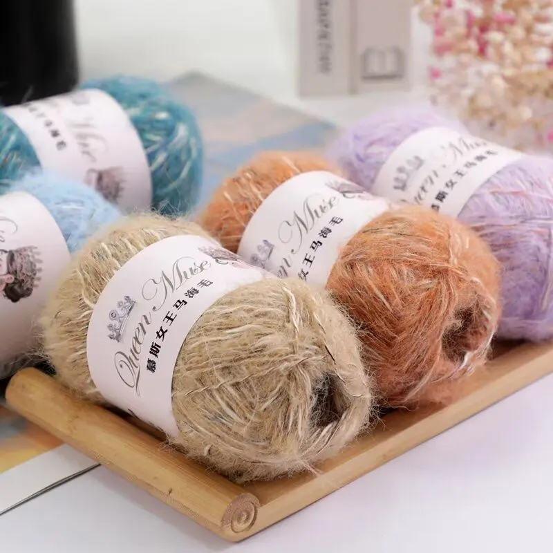 50G Mohair Section Dyed Fine Wool,soft Skin-friendly Hand Knitted Wool DIY Scarf Hat Sweater Gradual Change Coat Knitting 5
