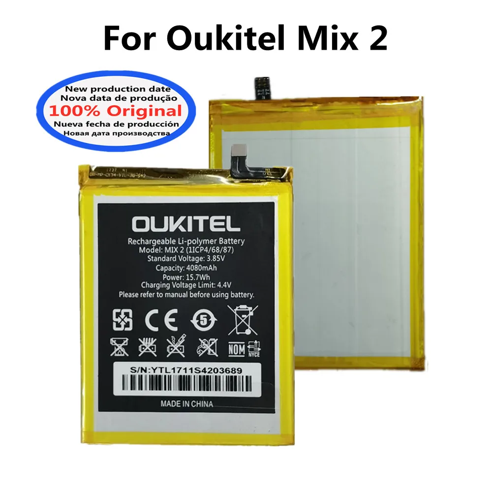 

4080 мАч новый 100% Оригинальный аккумулятор для телефона Oukitel Mix 2 Mix2