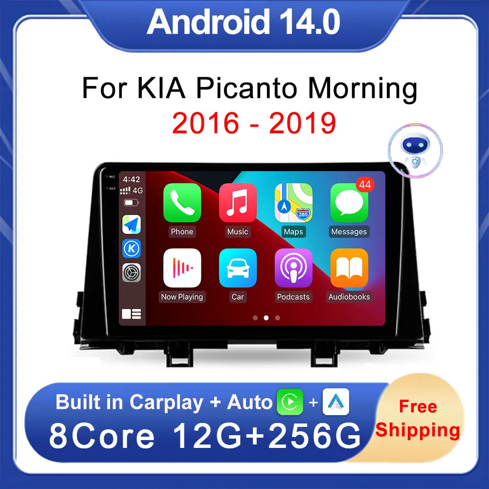 

9” Inch Android 13 For KIA Picanto Morning 2016 2017 2018 2019 Car Radio Multimedia Player Stereo Carplay Auto AI Voice