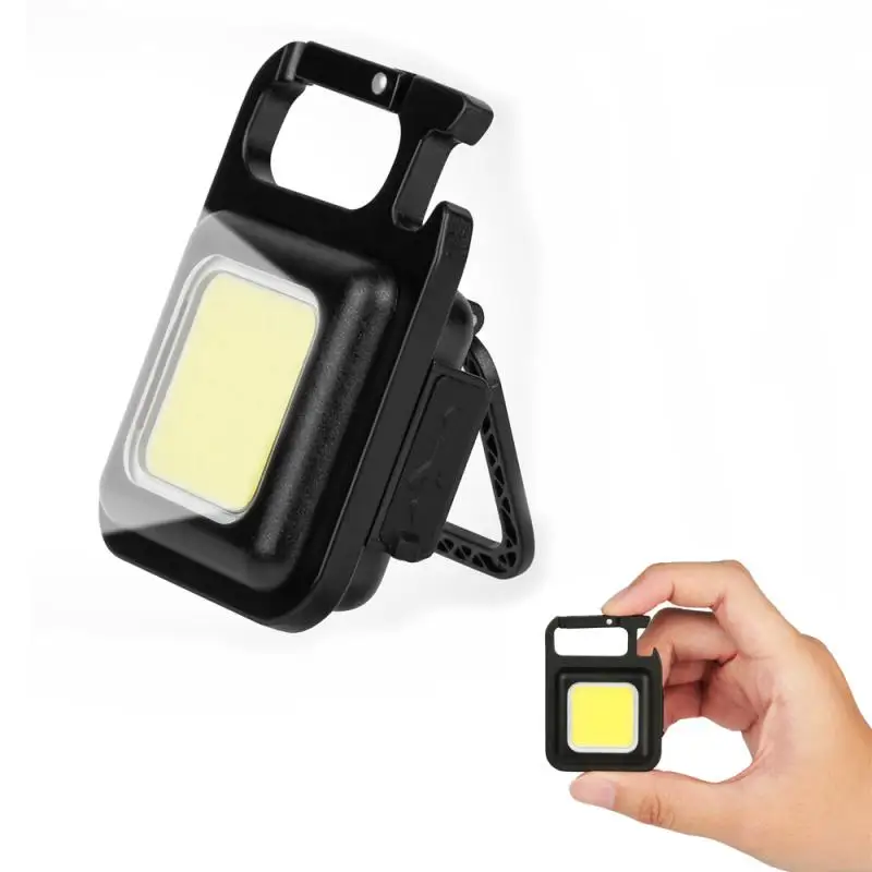 Portable Flashlight Keychain Mini LED Light Glare COB USB Charging