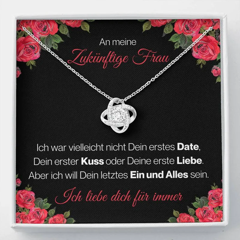 

Germany To My Future Wife Gift Necklace Valentine's Day Birthday Engagement Women Girl Lover Fashion Love Knot Pendant Necklaces