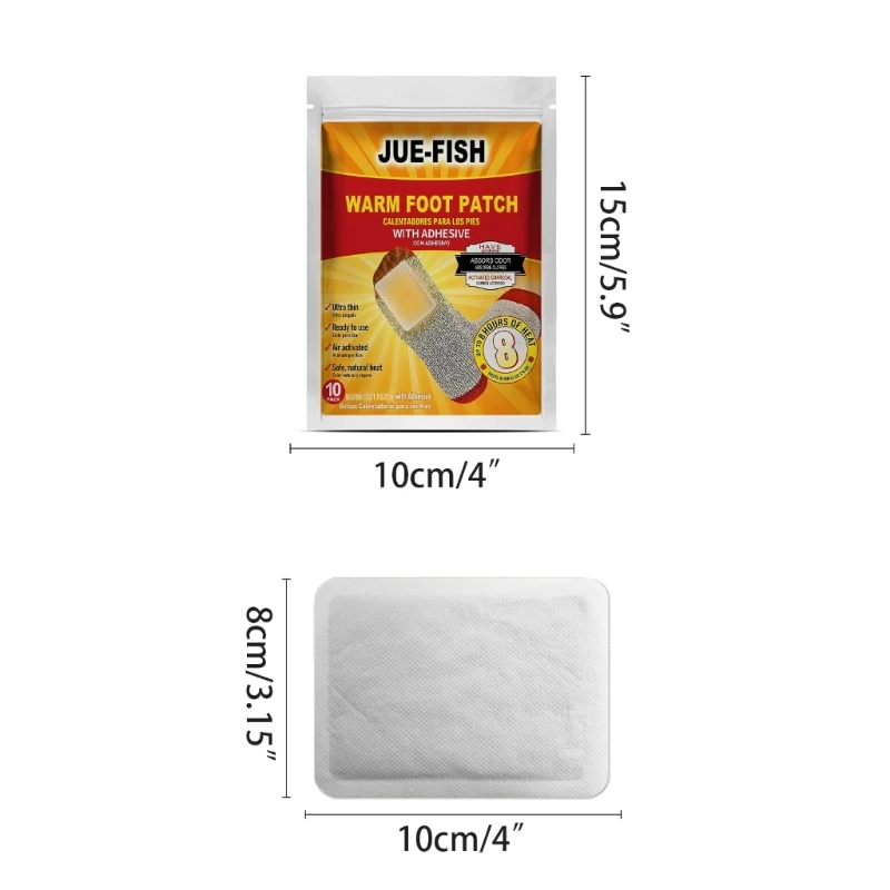 10Pcs Winter Foot Warmer Patch Adhesive Toe Warmers Heating Pads Up to 8 Hours Long Lasting Air Activated Stickers Warm
