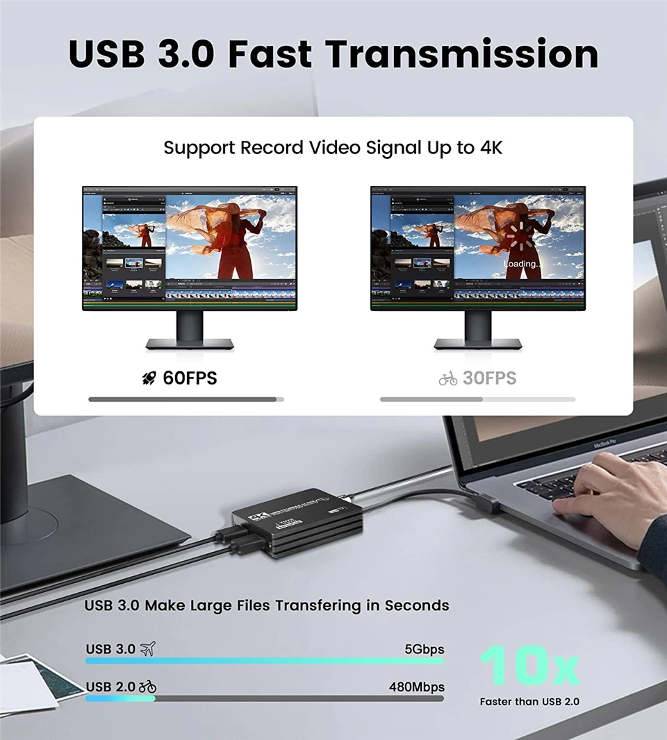Video Capture Card Navceker 4K Pro USB 3.0 Video Capture Card HDMI-compatible 1080P 60fps HD Video Recorder Grabber For OBS Capturing Game Live