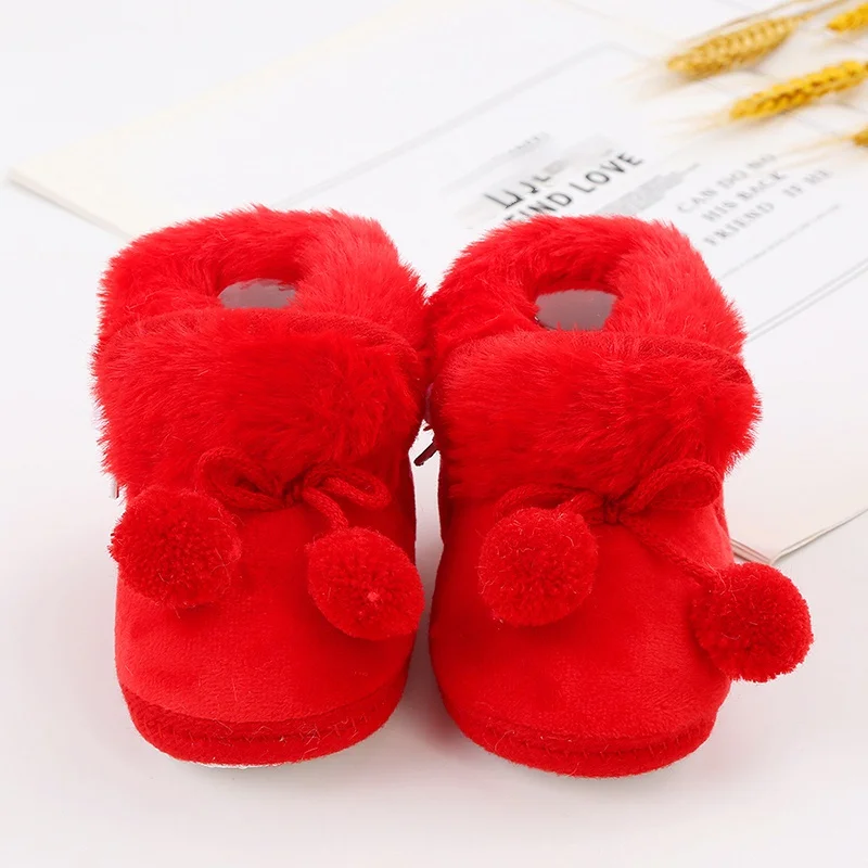 Winter Snow Baby Boots Newborn Warm Red Booties Soft Sole First Walkers Shoes for Baby Girls Boys Infant Shoes Toddler 1