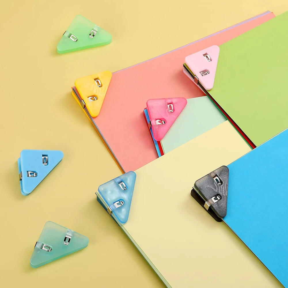 20pcs 코너 종이 클립 삼각형 파일 코너 클립 책갈피 다채로운 문서 클립 학생을위한 책 페이지 클립 독서 마커