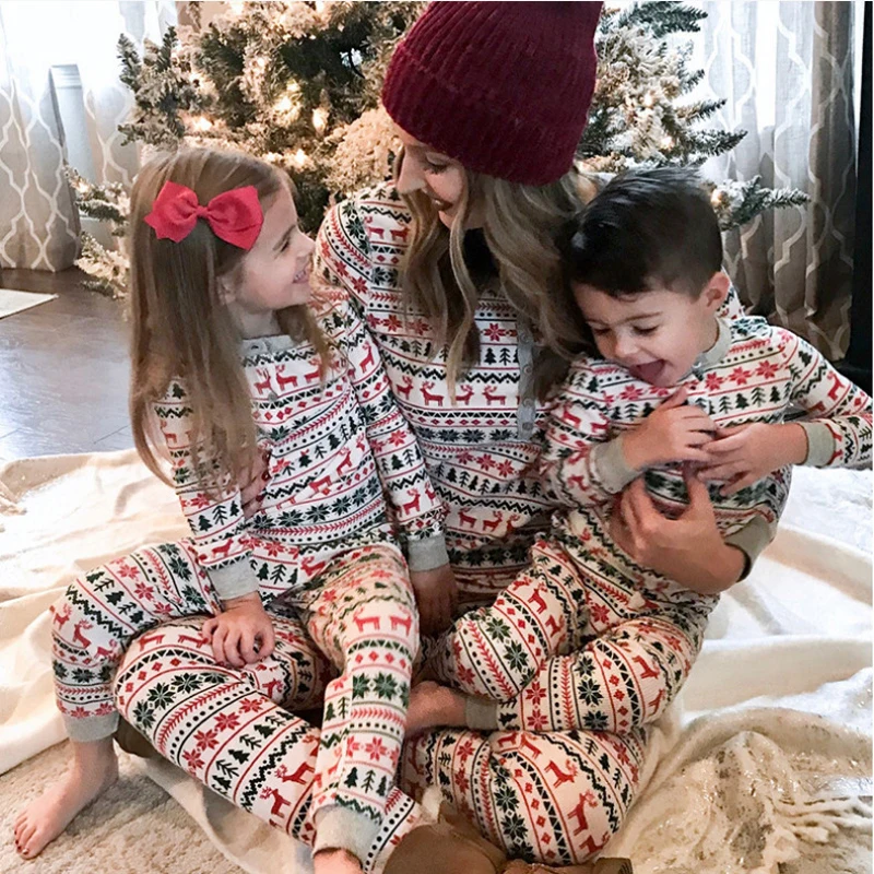 

Christmas Family Matching Pajamas Outfits Set Print Adult Dad Father Mother Kids Sleepwear Baby Boy Girl Clothes