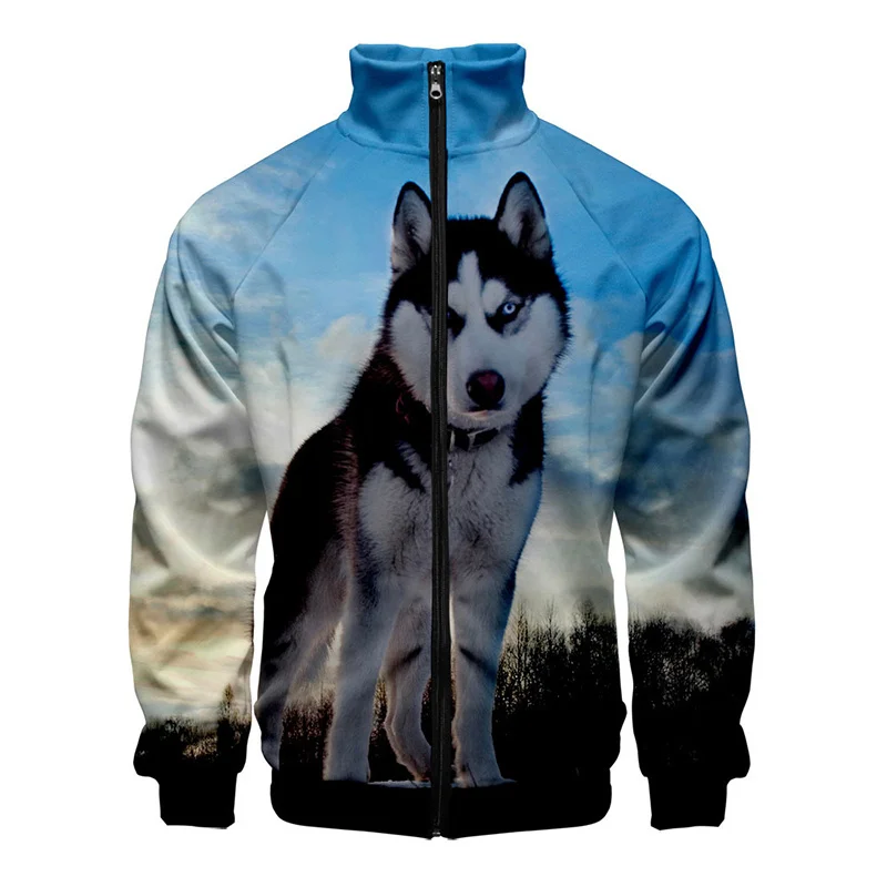 thumbnail image 1 of Nueva chaqueta con estampado 3D de husky para hombre, chaquetas con gráficos de animales de invierno para niños, ropa de calle divertida, ropa vintage, 1 of 4