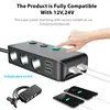 SEAMETAL Car Charger QC3.0 Fast Charging Cigarette Lighter Adapter 4 USB Ports 120W Phone Charger with Switch Voltage Display 3