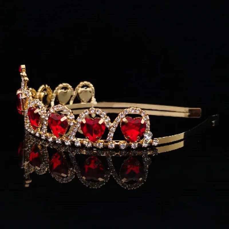 Fashion Elegant Vintage Small Baroque Red Crystal Crowns for Women Girls Bride Wedding Hair Jewelry Accessories jewelry accessories hair accessory hair headdress bridal headwear hair band crown