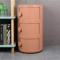 Table de chevet avec tiroirs, petite table d'appoint ronde, armoire de rangement, armoire latérale en plastique, table de nuit pour chambre à coucher, salon 2