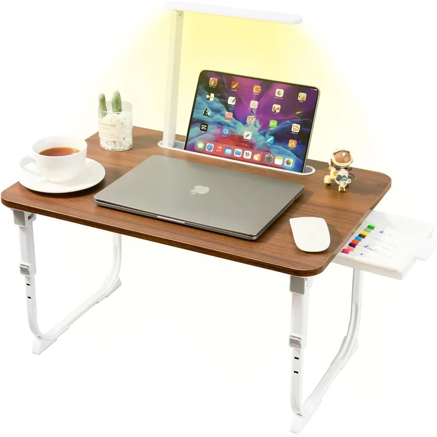 Adjustable Laptop Bed Desk with LED Light