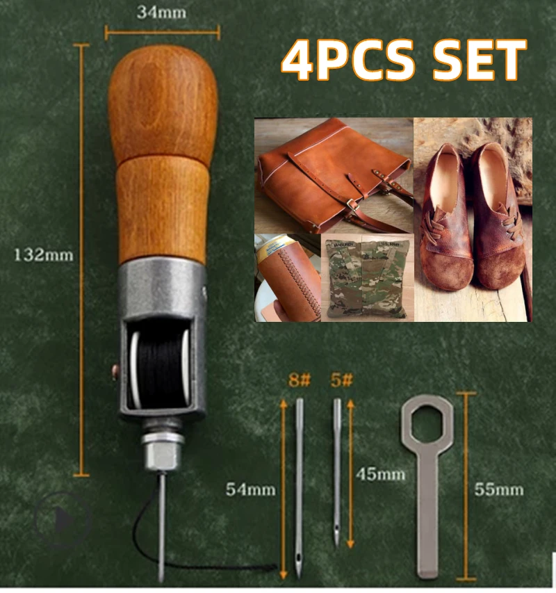 Macchina Da Cucire A Mano Fai Da Te Filo Cerato Strumento Per Cucire In Pelle Strisce Per Cintura Con Cuciture Per Bordi Artigianali Kit Di Aghi Per C