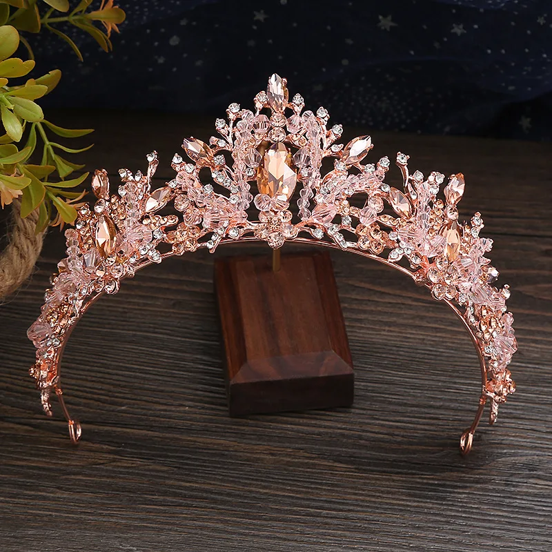 Tiara Eventos Especiales Diadema Tiara De Cristal Con Diseño De Hojas - Corona De Imitación Diamantes Para Eventos Especiales Accesorio Pelo Elegante