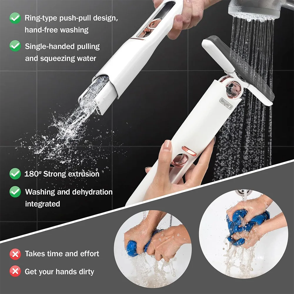 2-24Pcs Mini Mop Folding Powerful Squeeze with Self-squeezing Floor Kitchen Toilet Washing Desk Window Car Clean Tools 2