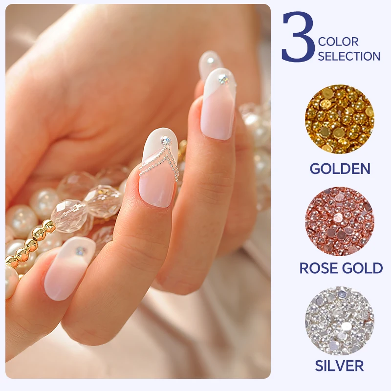 3g Nail Art Mini Stainless Steel Metal Bead Grey Rose Gold Small Micro Caviar Nails Beads 3D Decorations