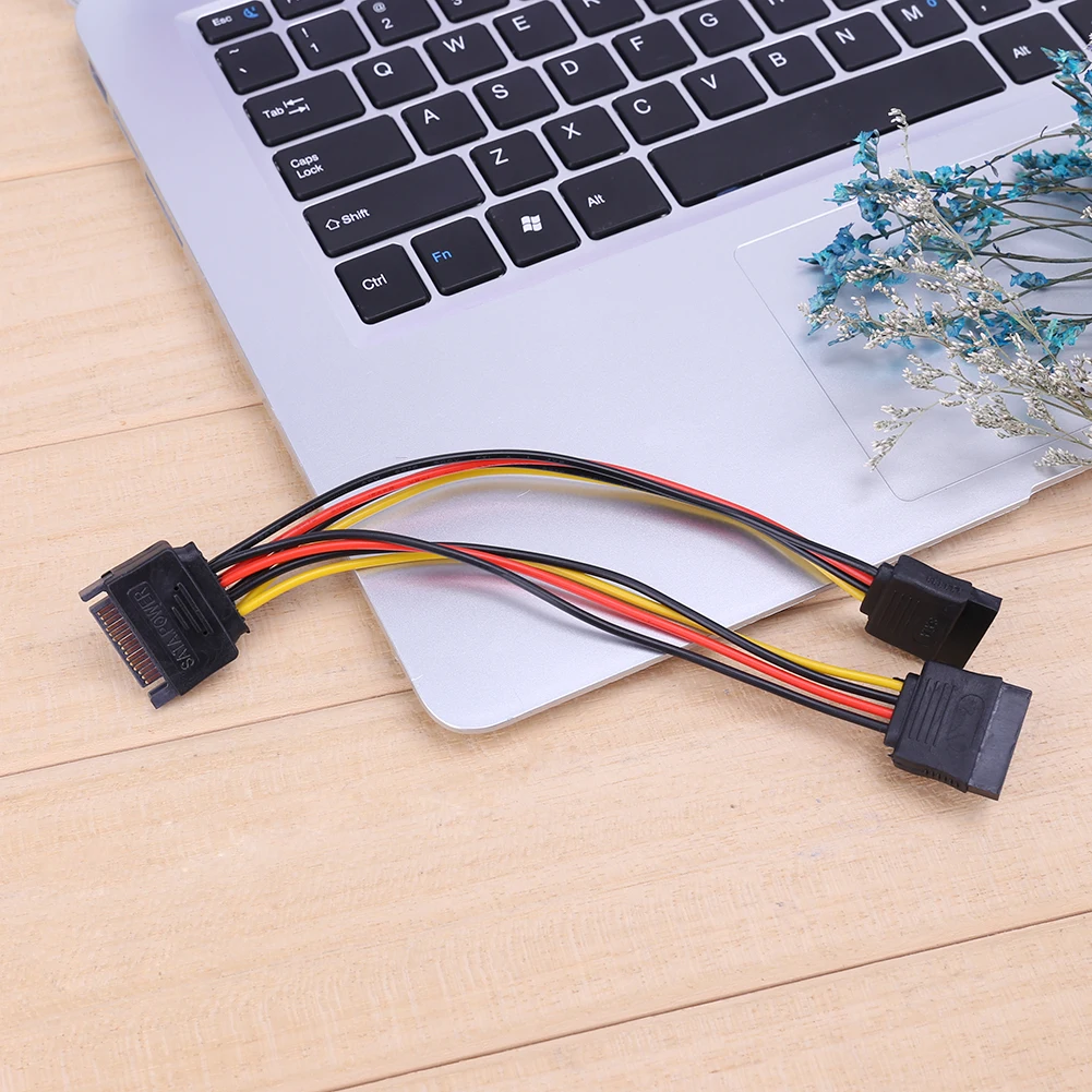 15 Pin Reverse Power Line SATA Port To 2 Power Y Splitter Cable 8inch Power Splitter Cable Adapter Multifunctional