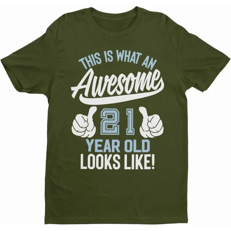 

GalaxyTeesMensFunny21stBirthdayTShirtThisisWhatanAwesome21YearOldLooksLikeGiftShortSleeved