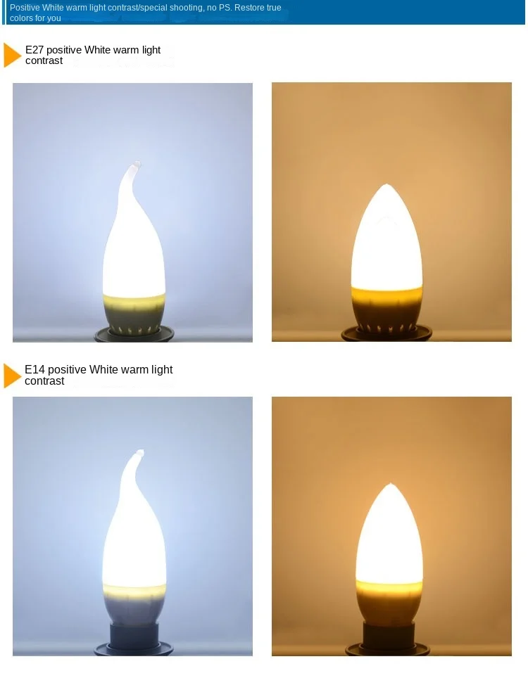 LEDキャンドル電球,ピース/ロットe14 e27,220V,3W,6W,7W,9W,寝室用