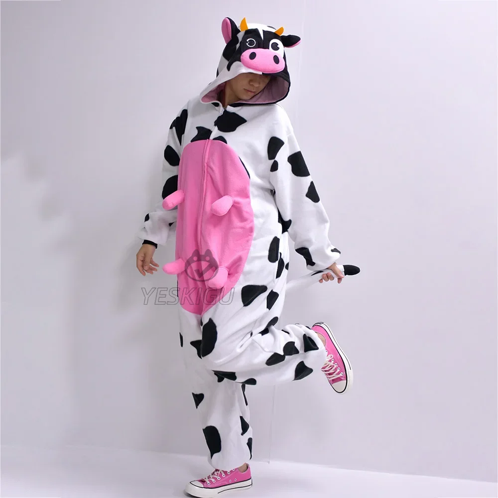 Vache Kigurumi Anime Animal Costumes Onesie Pyjama Halloween Festival Outfit Cartoon Jumpsuit Unisex Adult Women Men