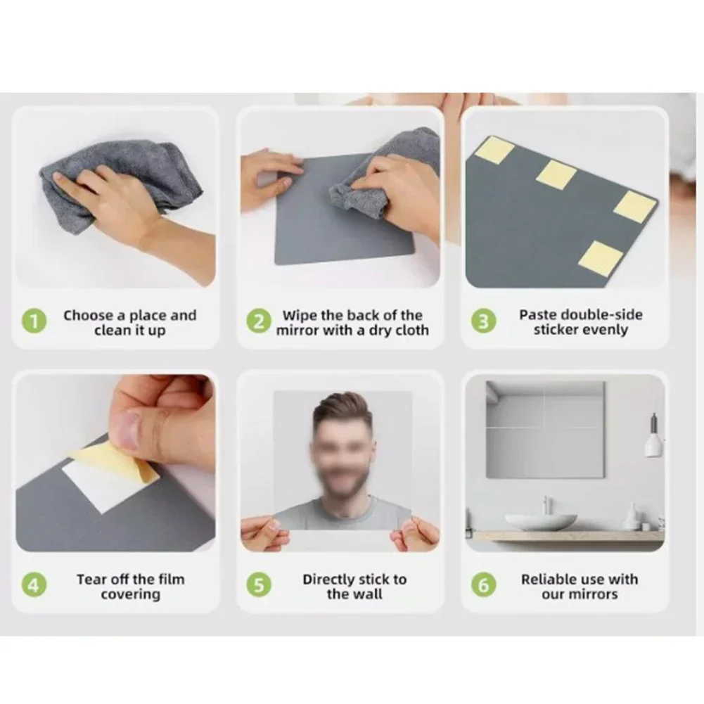 4Pcs Acrylic Mirrors Set Self-Adhesive Mirror Tiles 2mm Thick Flexible Unbreakable Mirror Stickers Reflective Square Wall acrylic mirror wall stickers