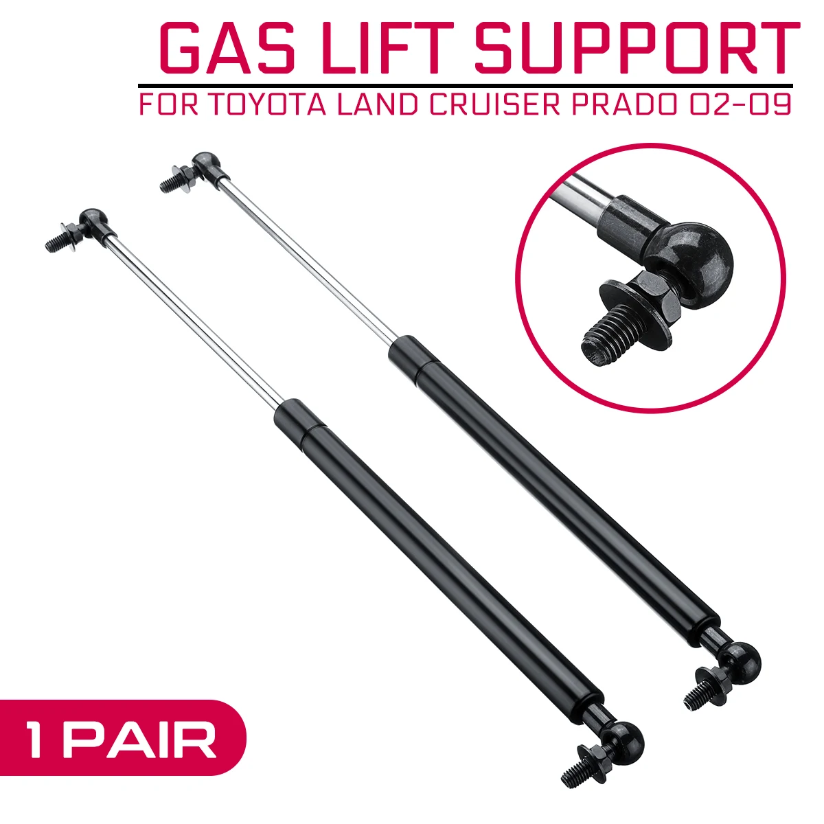 2pcs 47.5cm Steel Car Hood Gas Struts Support Rod Strut Bars