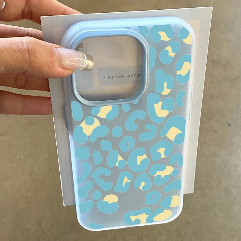 Candy Color Pink Leopard Print Phone Case with 2-in-1 Cover Design