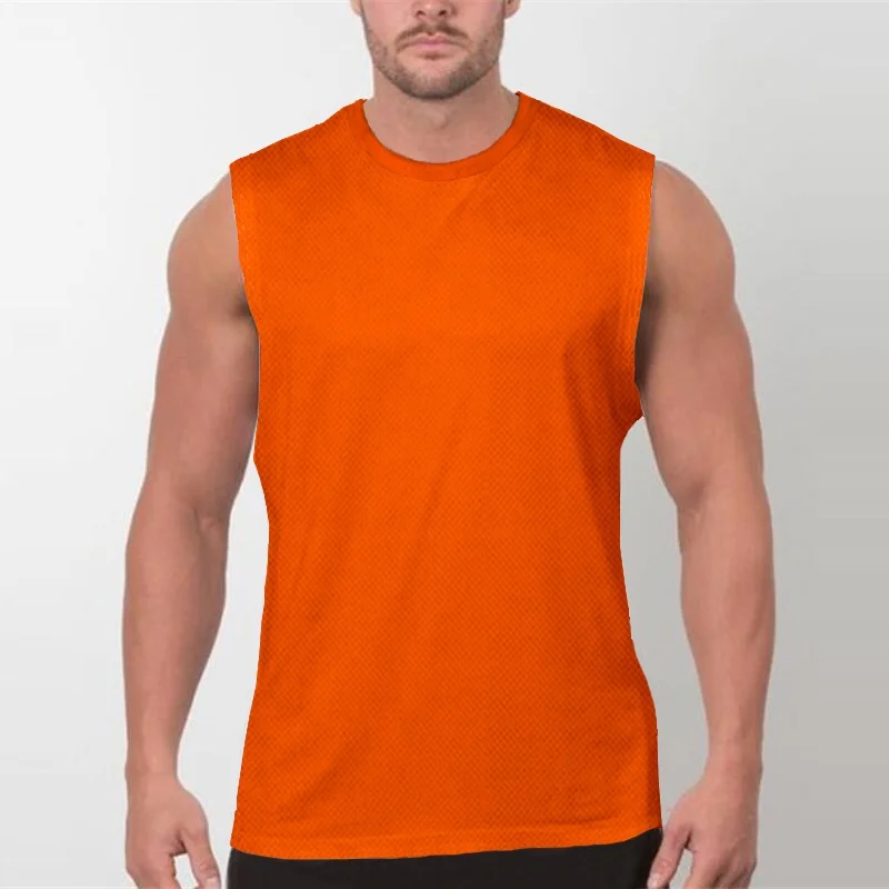 

2023 Mens Workout Casual Running Breathable Tank Top Fitness Clothing Mesh Bodybuilding Training Vest Muscle Quick Dry Singlets
